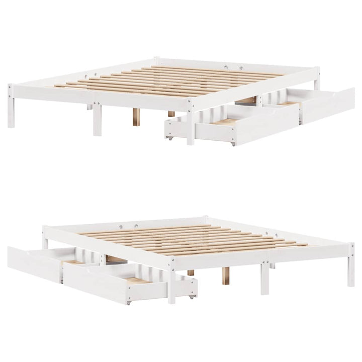 sengeramme uden madras 140x200 cm massivt fyrretræ hvid