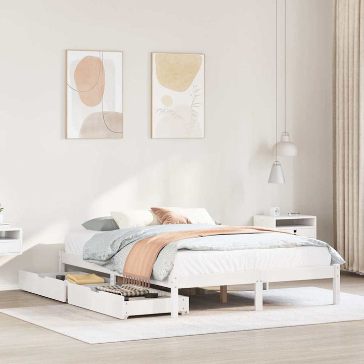 sengeramme uden madras 140x200 cm massivt fyrretræ hvid