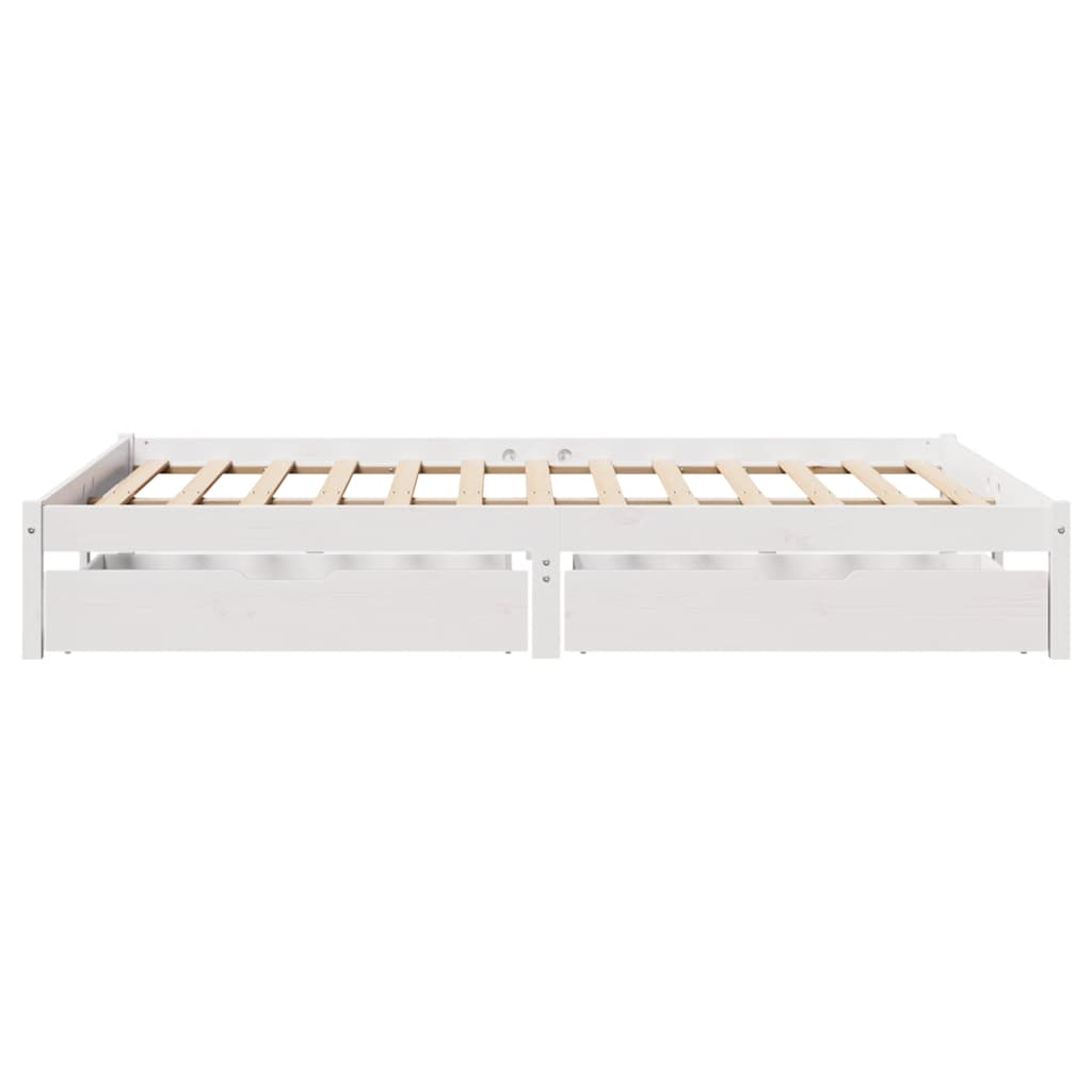 sengeramme uden madras 150x200 cm massivt fyrretræ hvid