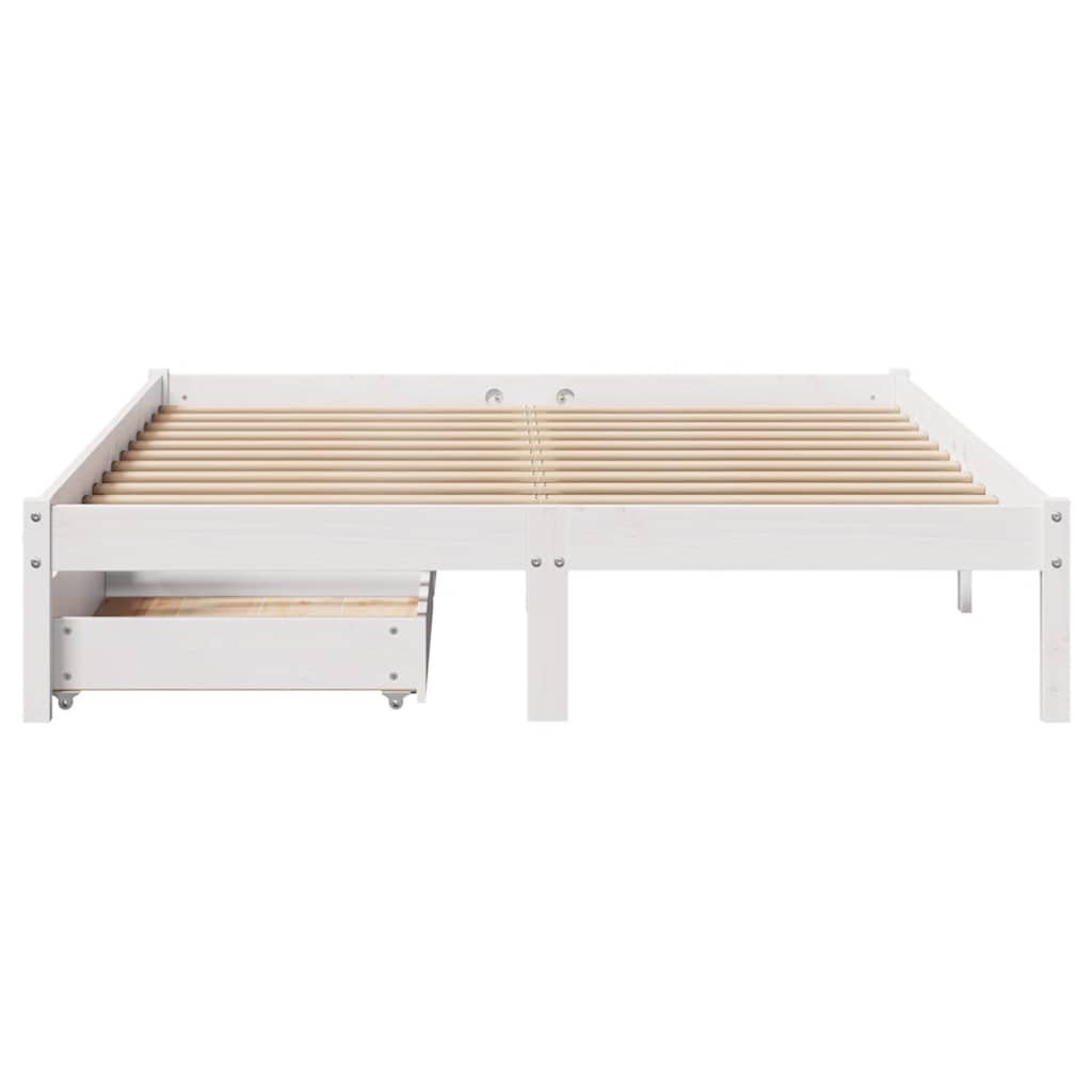 sengeramme uden madras 160x200 cm massivt fyrretræ hvid