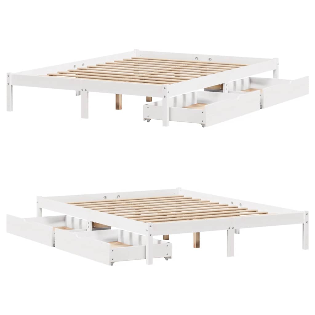 sengeramme uden madras 160x200 cm massivt fyrretræ hvid