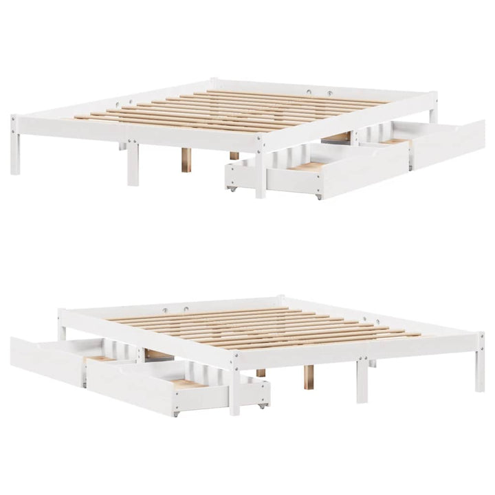 sengeramme uden madras 160x200 cm massivt fyrretræ hvid