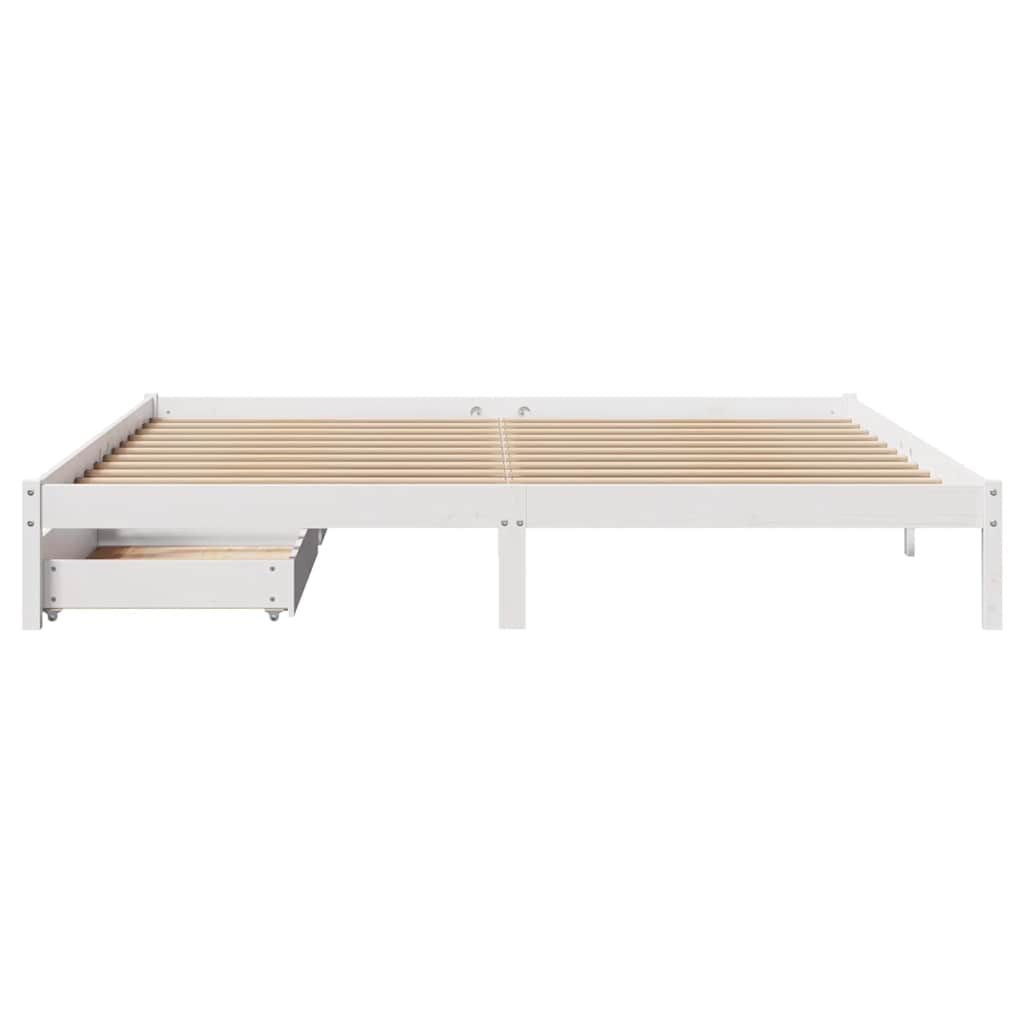 sengeramme uden madras 200x200 cm massivt fyrretræ hvid