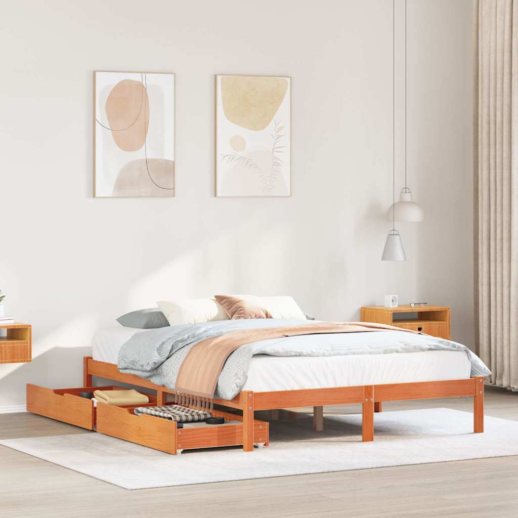sengeramme uden madras 120x190 cm massivt fyrretræ gyldenbrun