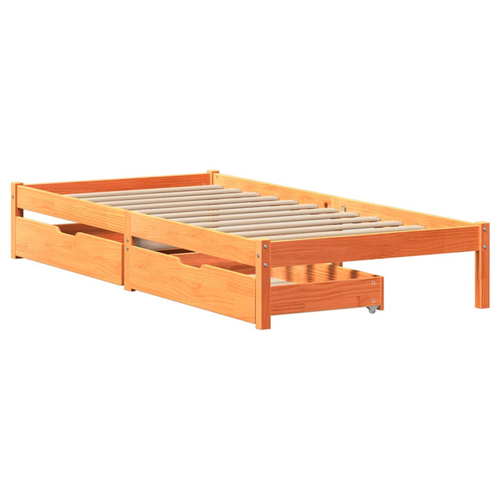 sengeramme uden madras 90x200 cm massivt fyrretræ gyldenbrun
