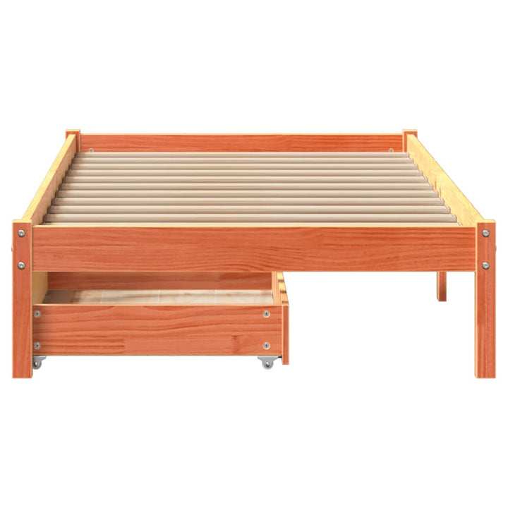 sengeramme uden madras 90x200 cm massivt fyrretræ gyldenbrun