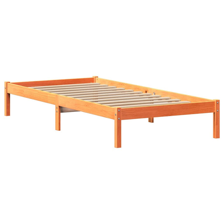 sengeramme uden madras 90x200 cm massivt fyrretræ gyldenbrun