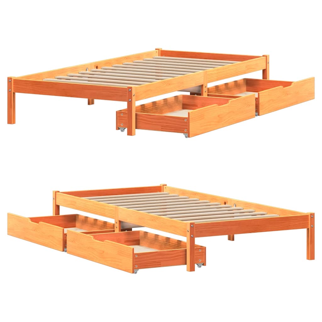 sengeramme uden madras 90x200 cm massivt fyrretræ gyldenbrun
