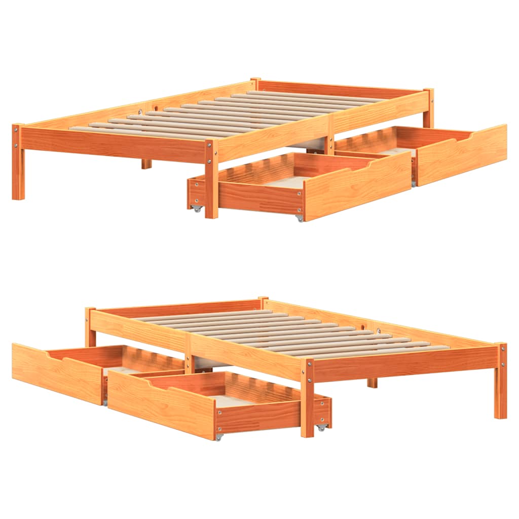 sengeramme uden madras 100x200 cm massivt fyrretræ gyldenbrun