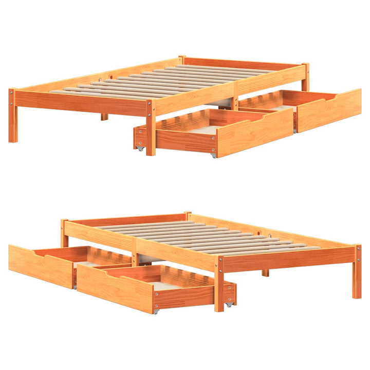 sengeramme uden madras 100x200 cm massivt fyrretræ gyldenbrun