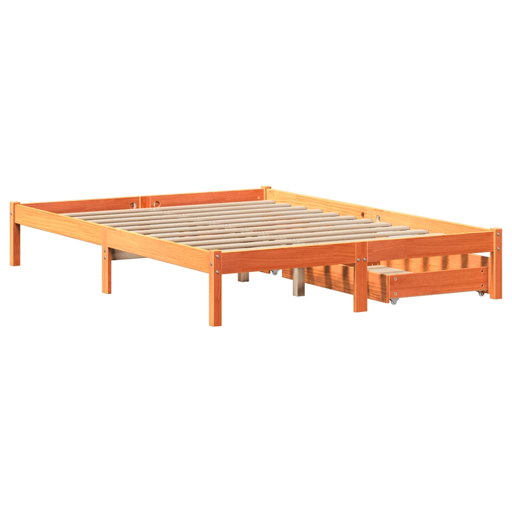 sengeramme uden madras 120x200 cm massivt fyrretræ gyldenbrun