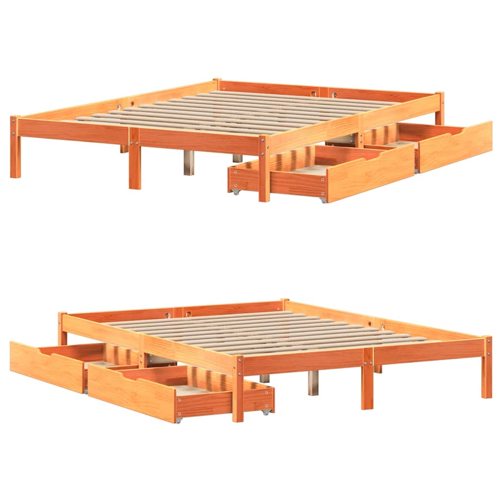sengeramme uden madras 120x200 cm massivt fyrretræ gyldenbrun