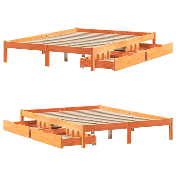 sengeramme uden madras 120x200 cm massivt fyrretræ gyldenbrun