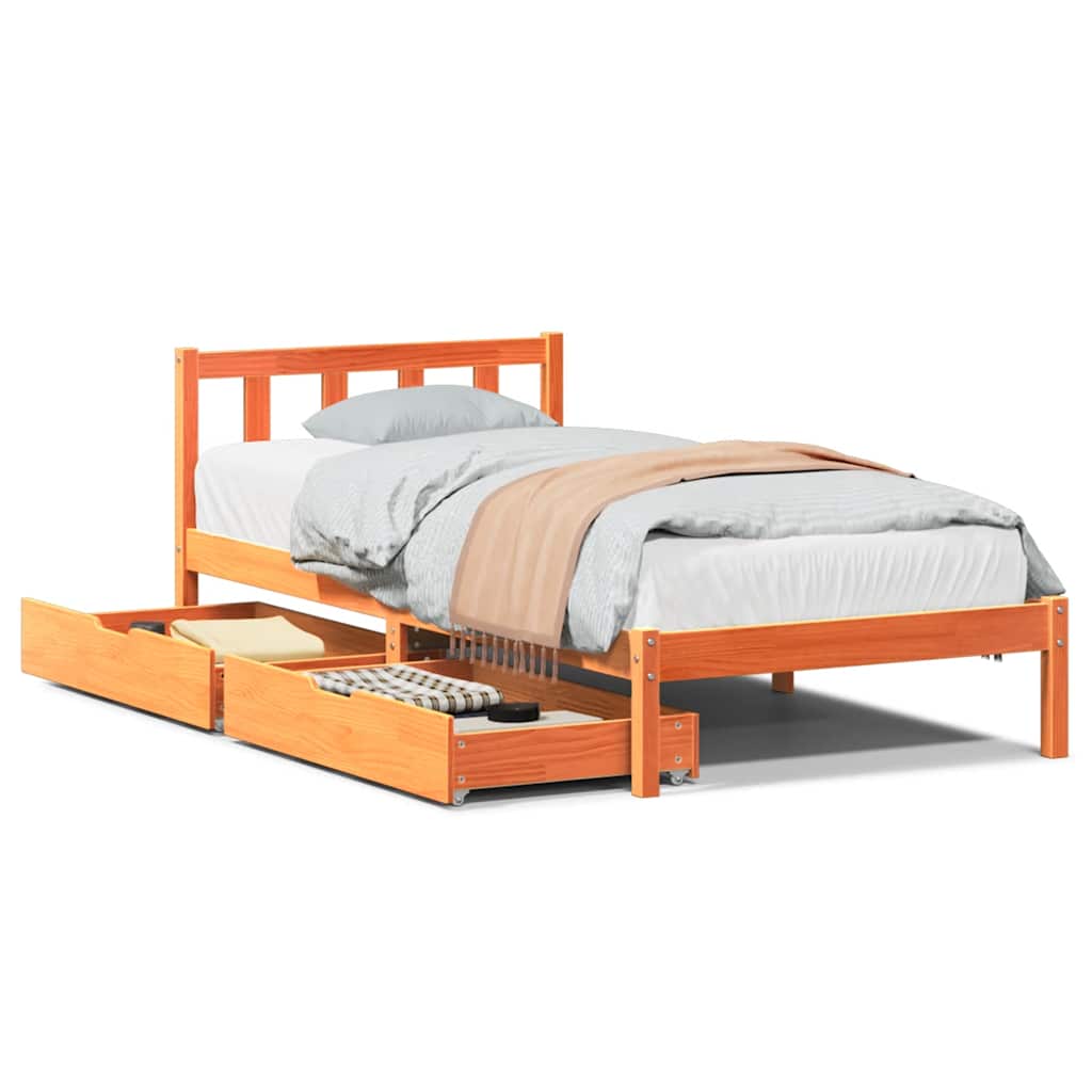 sengeramme uden madras 100x200 cm massivt fyrretræ gyldenbrun