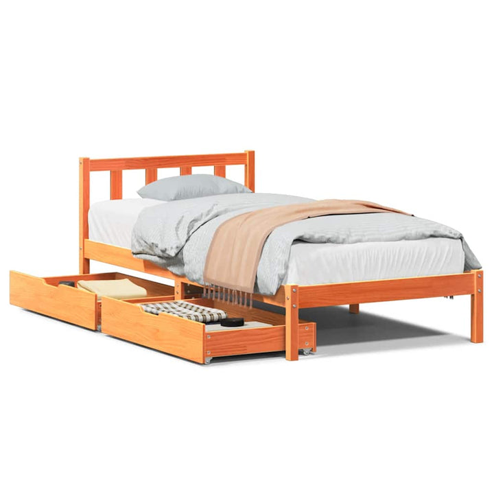 sengeramme uden madras 100x200 cm massivt fyrretræ gyldenbrun