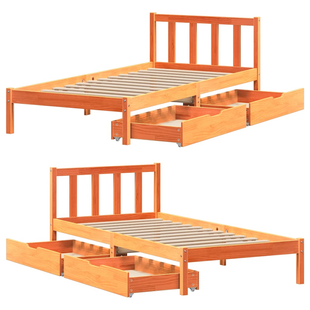 sengeramme uden madras 100x200 cm massivt fyrretræ gyldenbrun