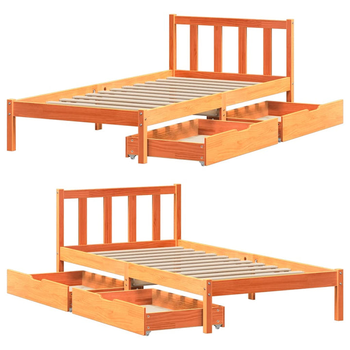 sengeramme uden madras 100x200 cm massivt fyrretræ gyldenbrun