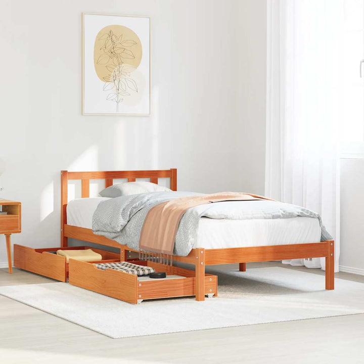 sengeramme uden madras 100x200 cm massivt fyrretræ gyldenbrun