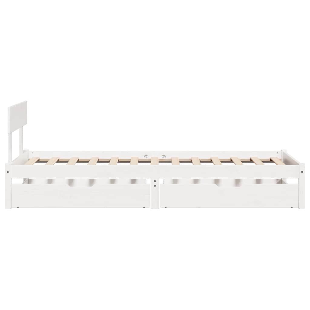 sengeramme uden madras 75x190 cm massivt fyrretræ hvid