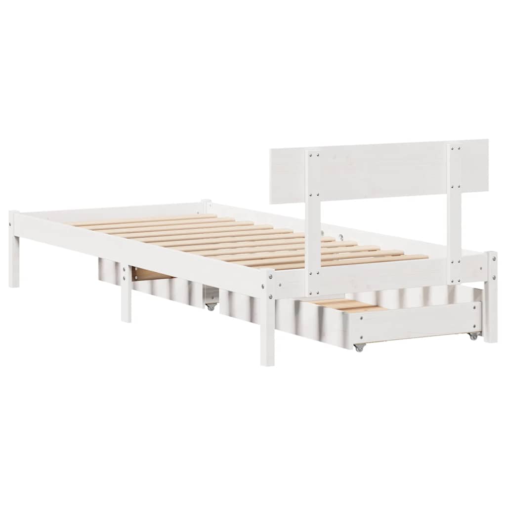 sengeramme uden madras 75x190 cm massivt fyrretræ hvid