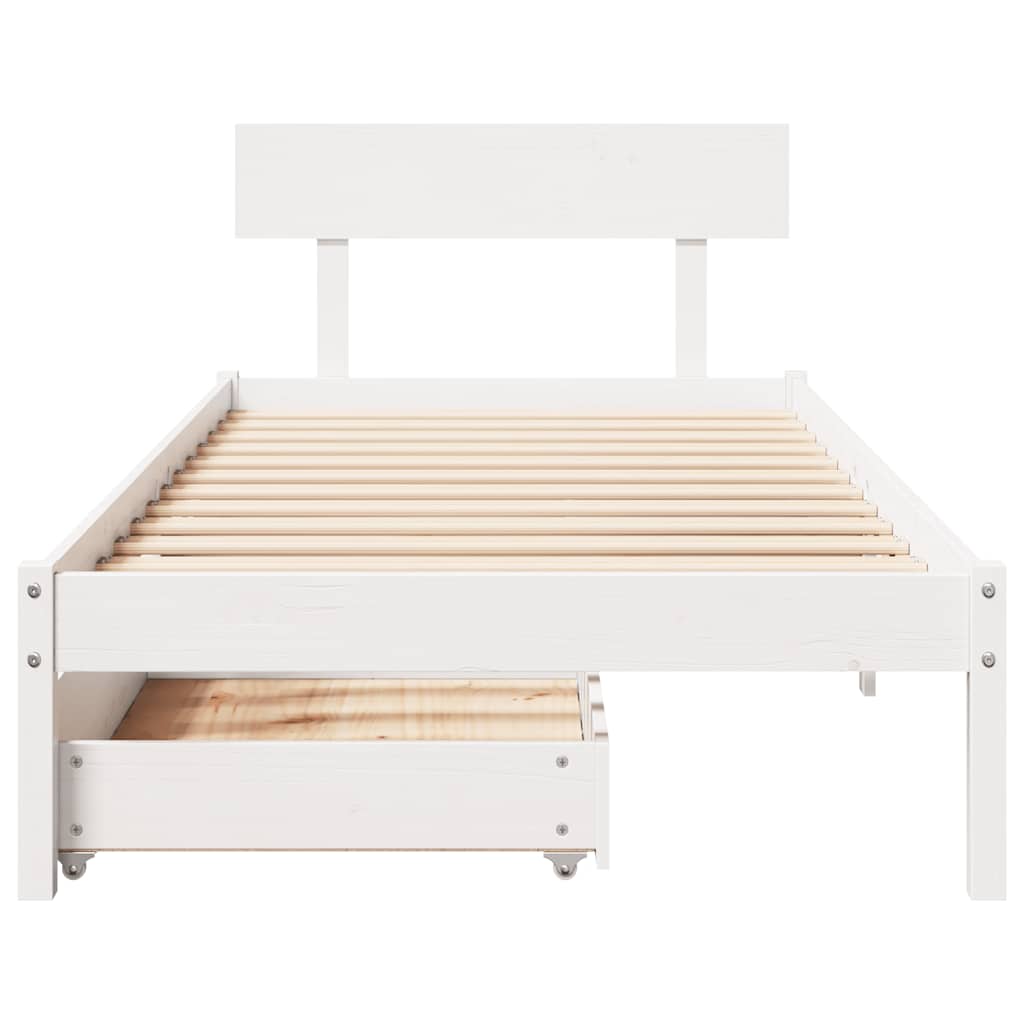 sengeramme uden madras 90x190 cm massivt fyrretræ hvid