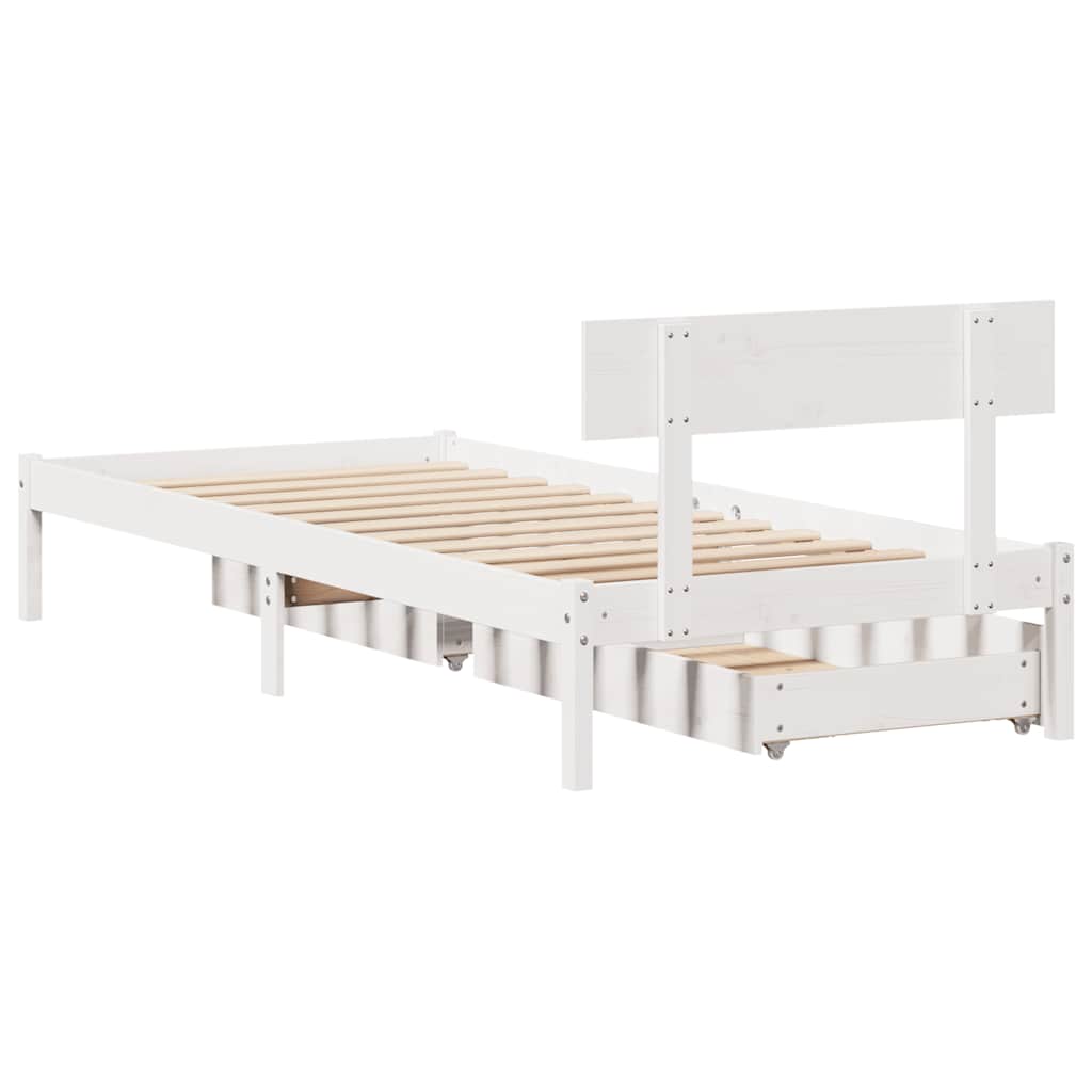 sengeramme uden madras 90x190 cm massivt fyrretræ hvid
