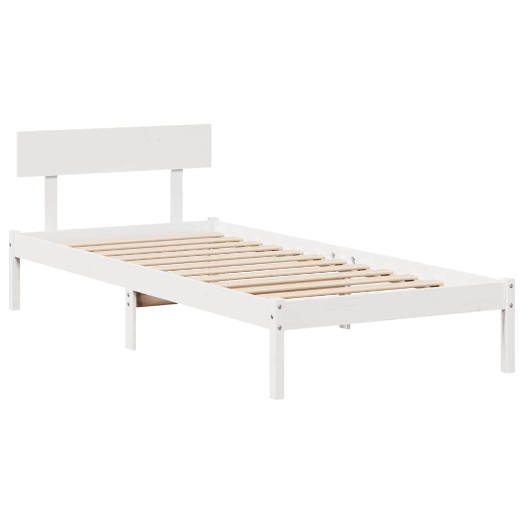sengeramme uden madras 90x190 cm massivt fyrretræ hvid