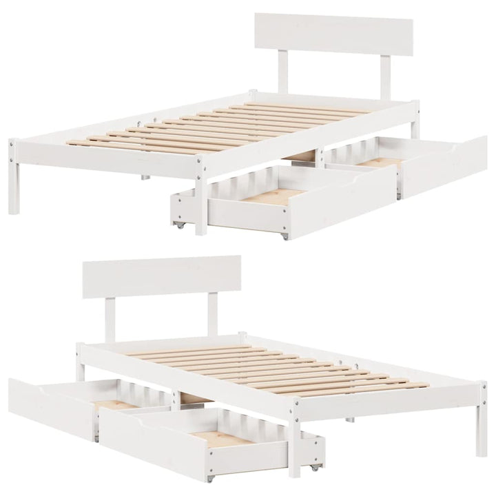 sengeramme uden madras 90x190 cm massivt fyrretræ hvid