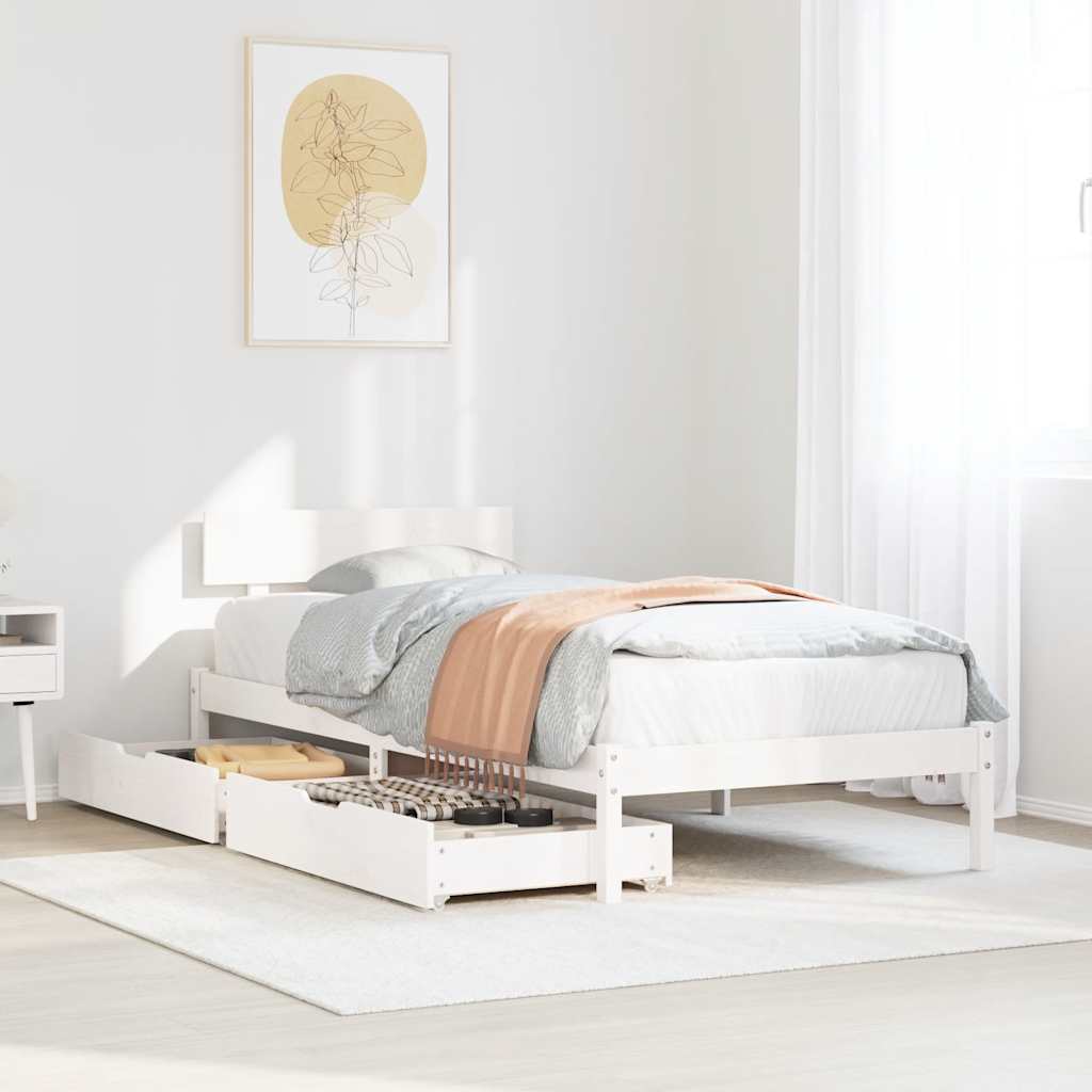 sengeramme uden madras 90x190 cm massivt fyrretræ hvid
