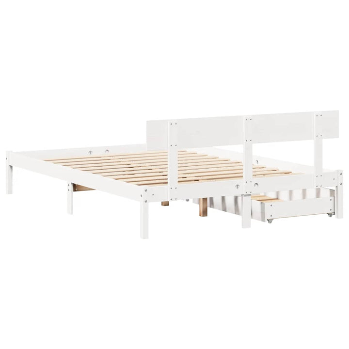 sengeramme uden madras 120x190 cm massivt fyrretræ hvid