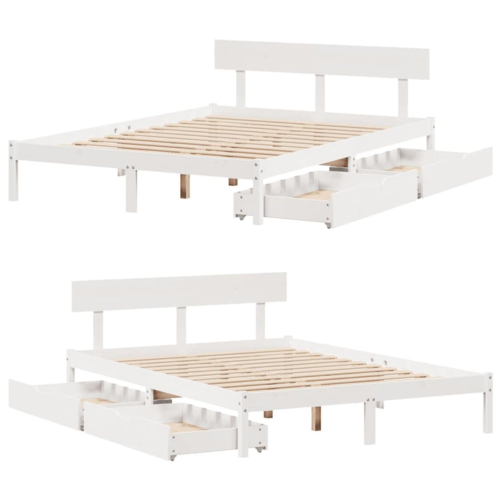 sengeramme uden madras 120x190 cm massivt fyrretræ hvid