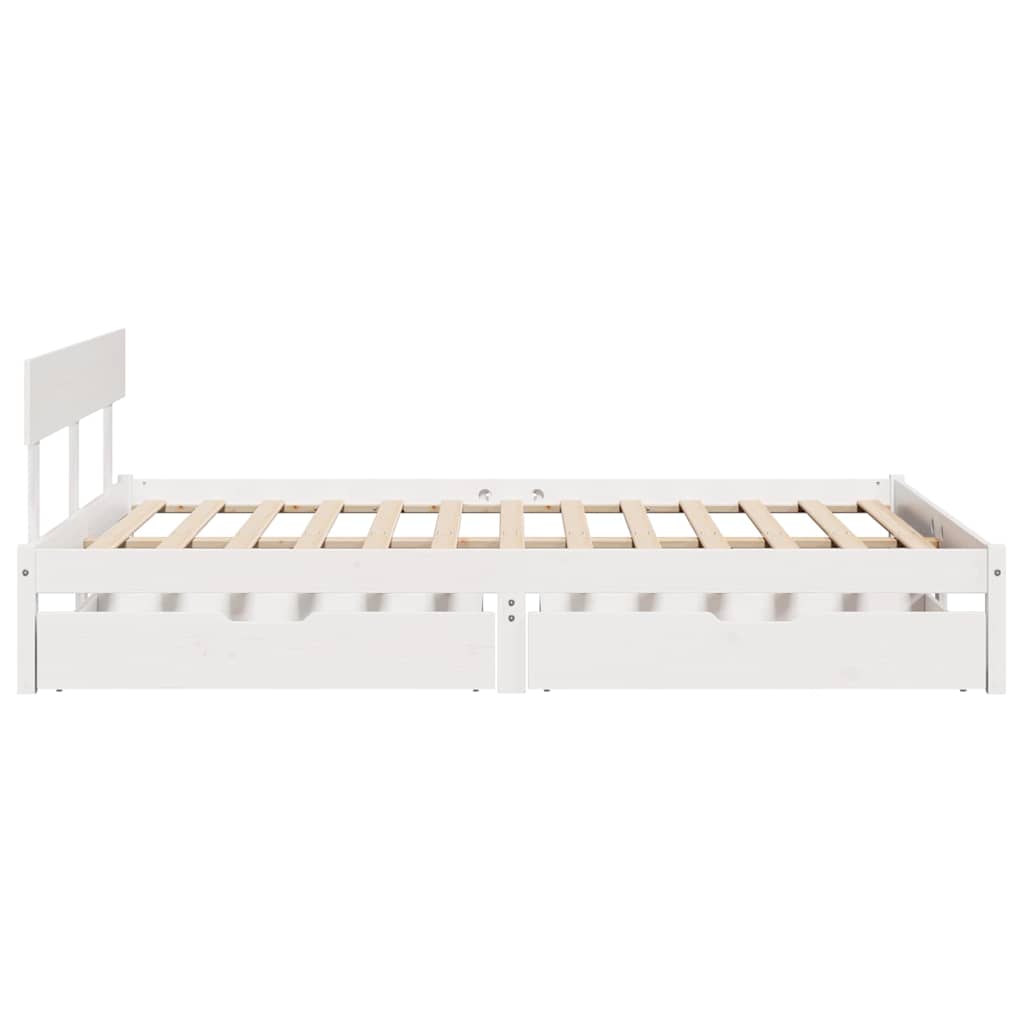 sengeramme uden madras 135x190 cm massivt fyrretræ hvid