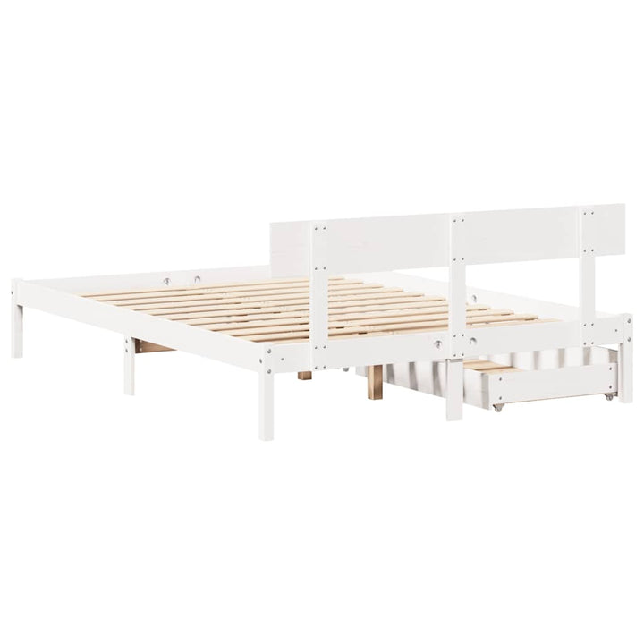 sengeramme uden madras 140x190 cm massivt fyrretræ hvid