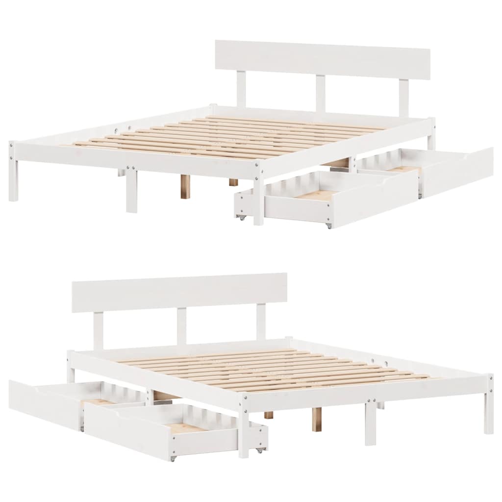 sengeramme uden madras 140x190 cm massivt fyrretræ hvid