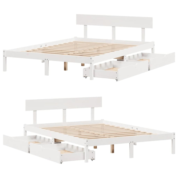 sengeramme uden madras 140x190 cm massivt fyrretræ hvid