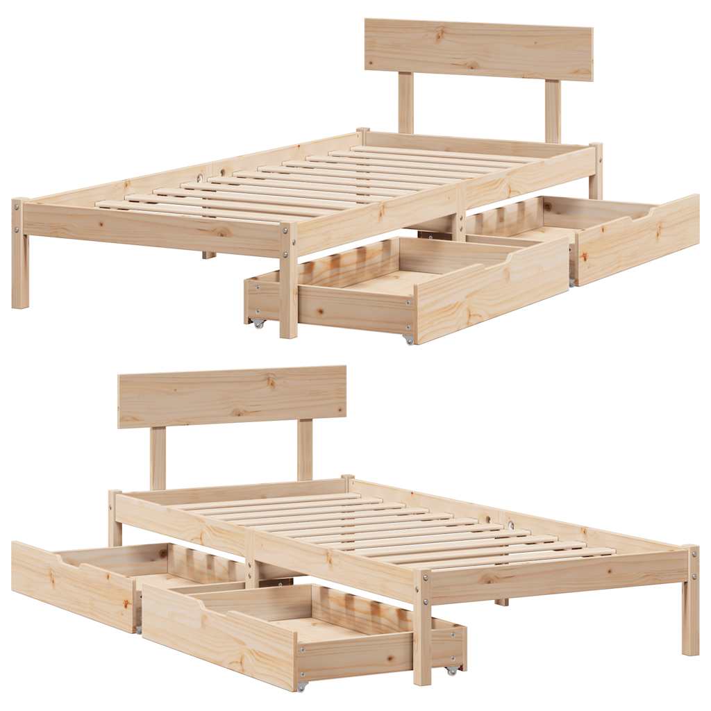 sengeramme uden madras 90x200 cm massivt fyrretræ
