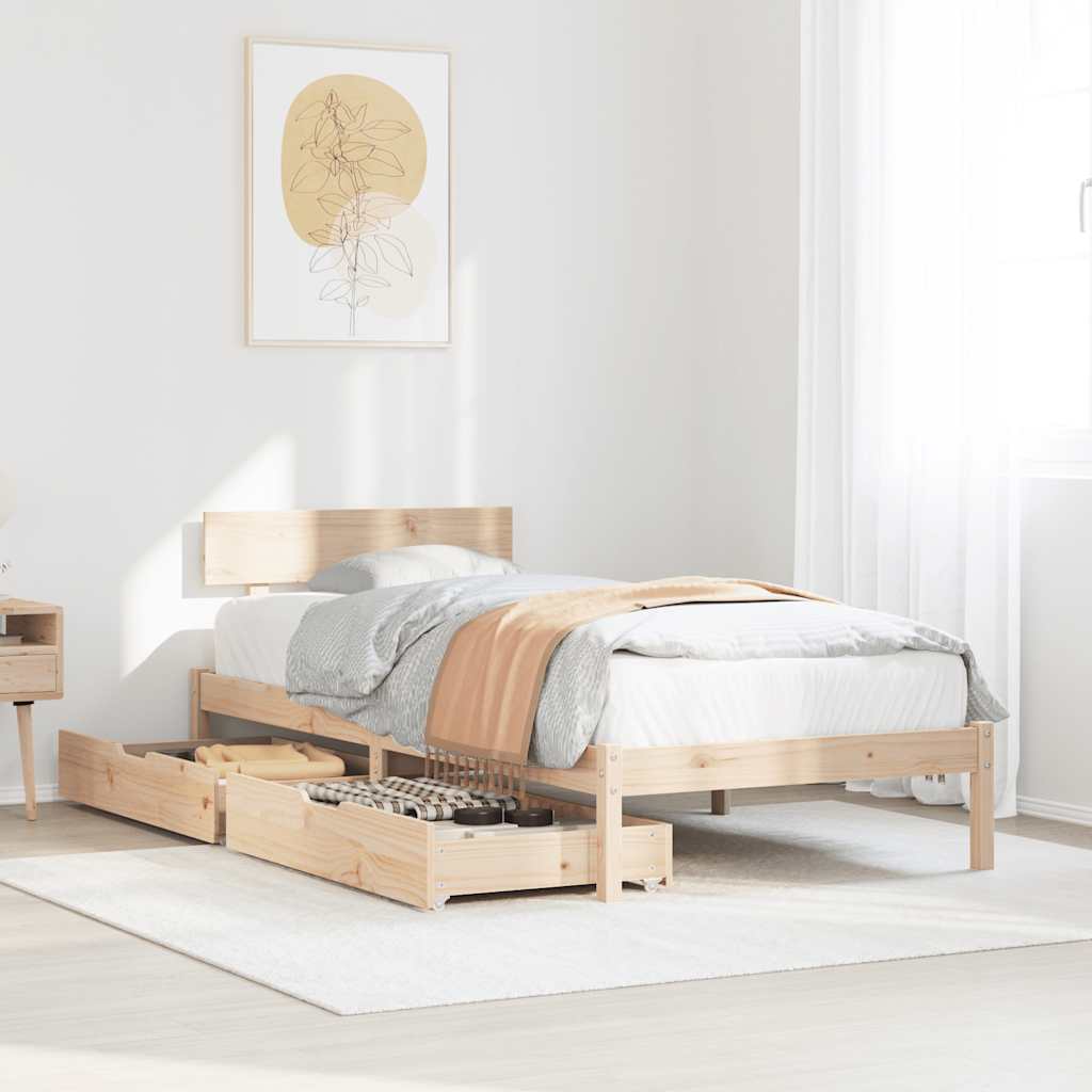 sengeramme uden madras 90x200 cm massivt fyrretræ