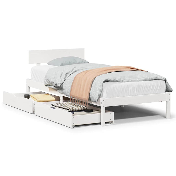 sengeramme uden madras 90x200 cm massivt fyrretræ hvid