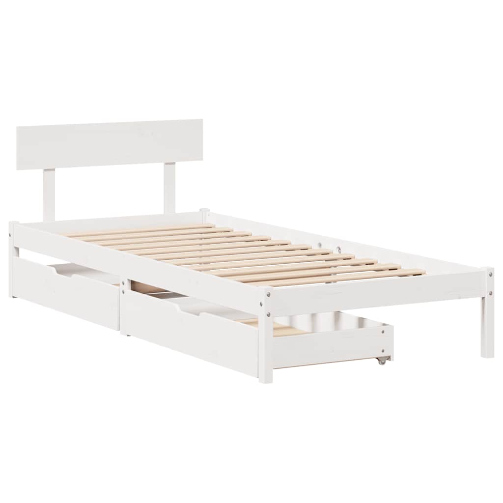 sengeramme uden madras 100x200 cm massivt fyrretræ hvid
