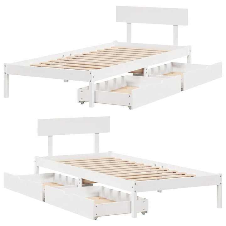 sengeramme uden madras 100x200 cm massivt fyrretræ hvid