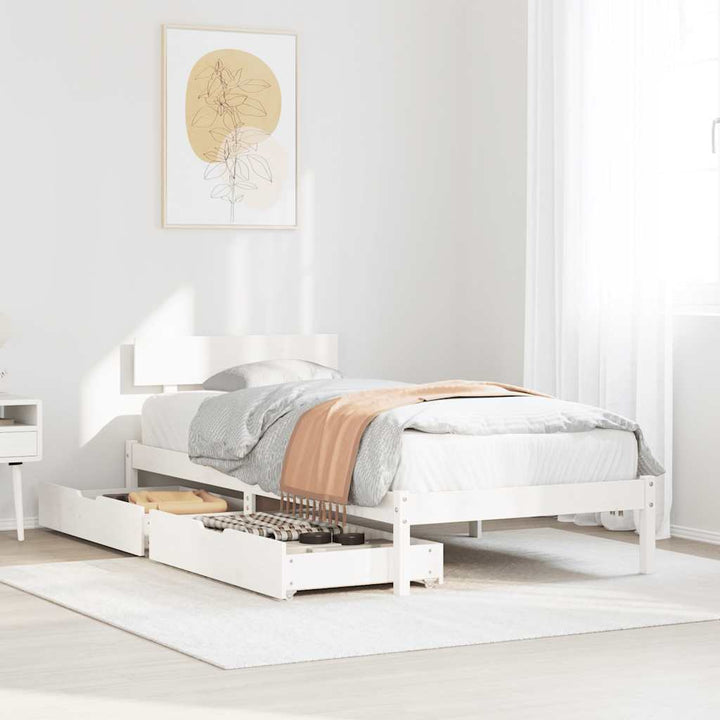 sengeramme uden madras 100x200 cm massivt fyrretræ hvid