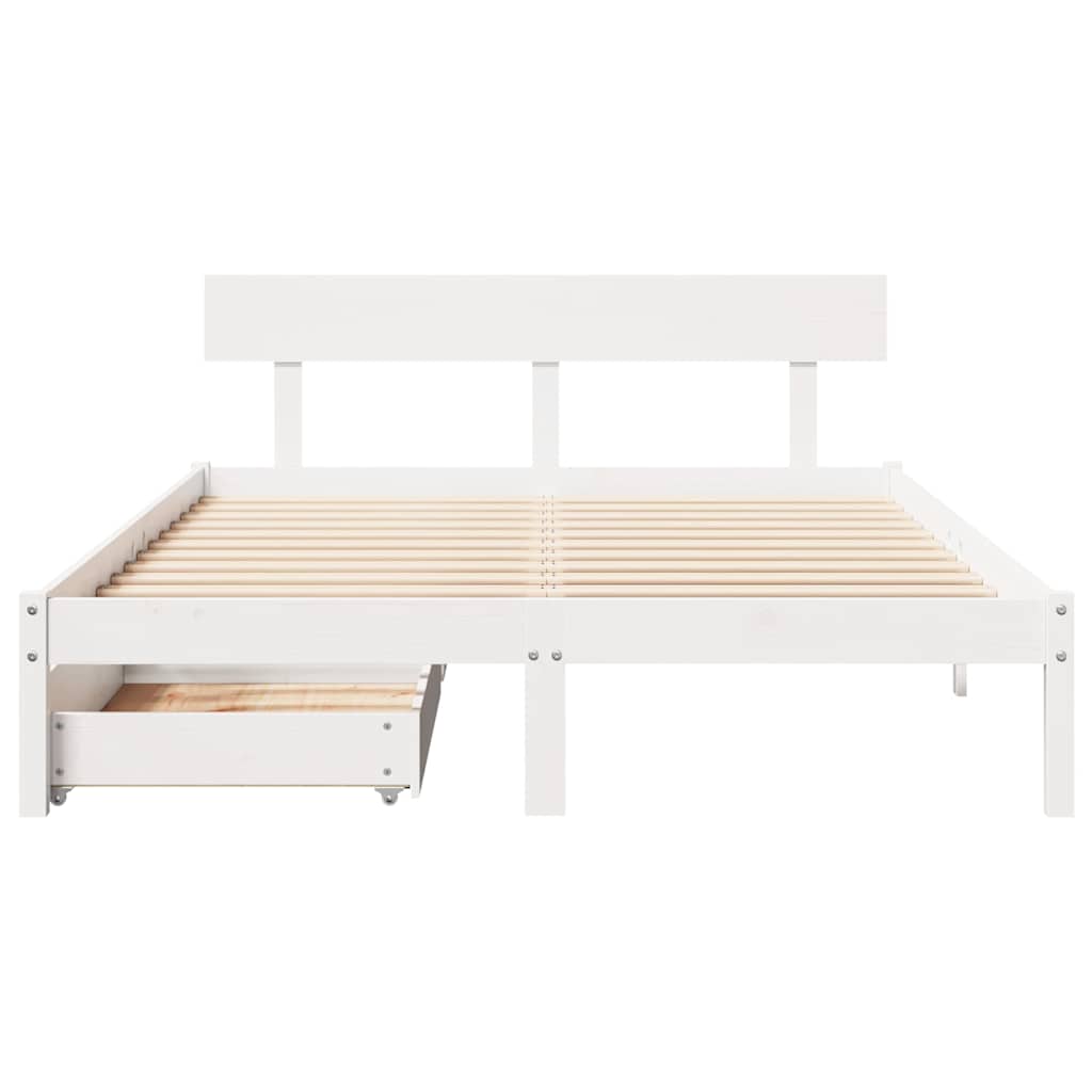 sengeramme uden madras 120x200 cm massivt fyrretræ hvid