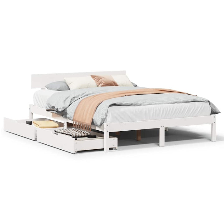 sengeramme uden madras 140x200 cm massivt fyrretræ hvid