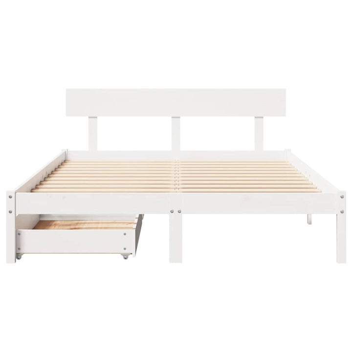 sengeramme uden madras 140x200 cm massivt fyrretræ hvid