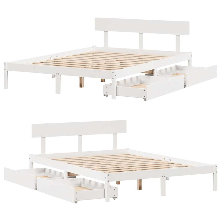 sengeramme uden madras 140x200 cm massivt fyrretræ hvid