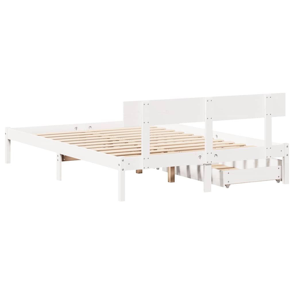 sengeramme uden madras 160x200 cm massivt fyrretræ hvid