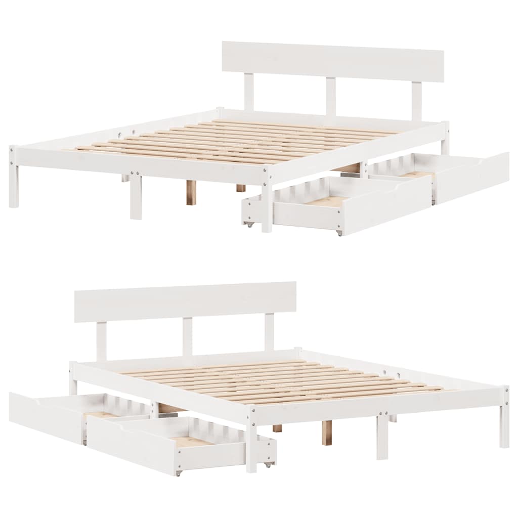 sengeramme uden madras 160x200 cm massivt fyrretræ hvid