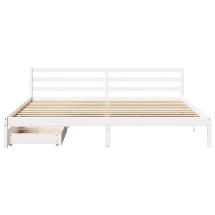 sengeramme uden madras 200x200 cm massivt fyrretræ hvid