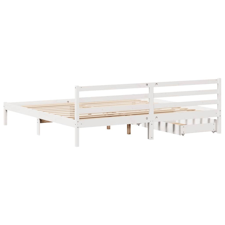 sengeramme uden madras 200x200 cm massivt fyrretræ hvid
