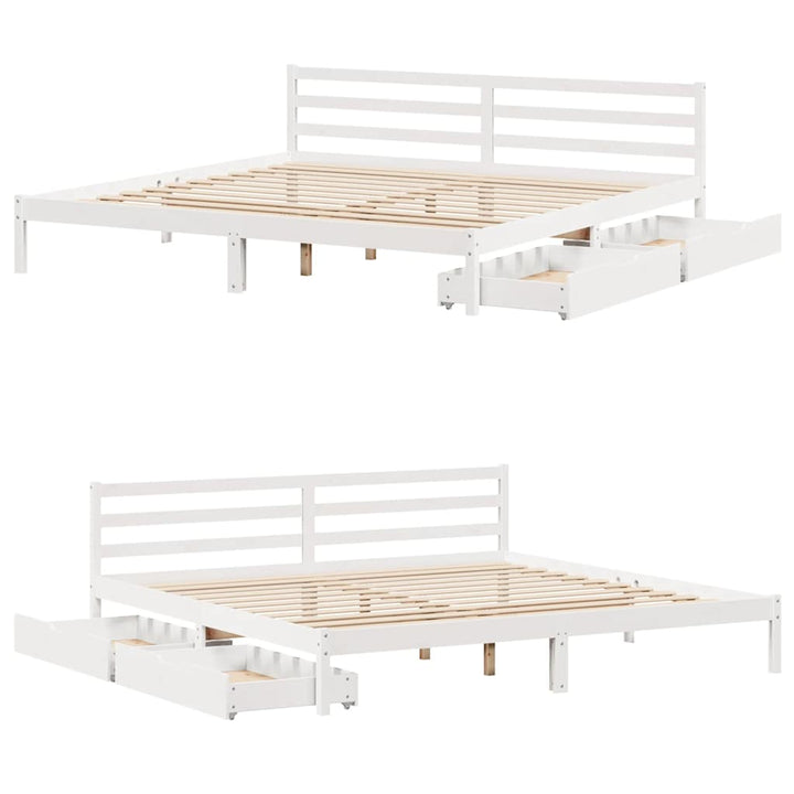 sengeramme uden madras 200x200 cm massivt fyrretræ hvid